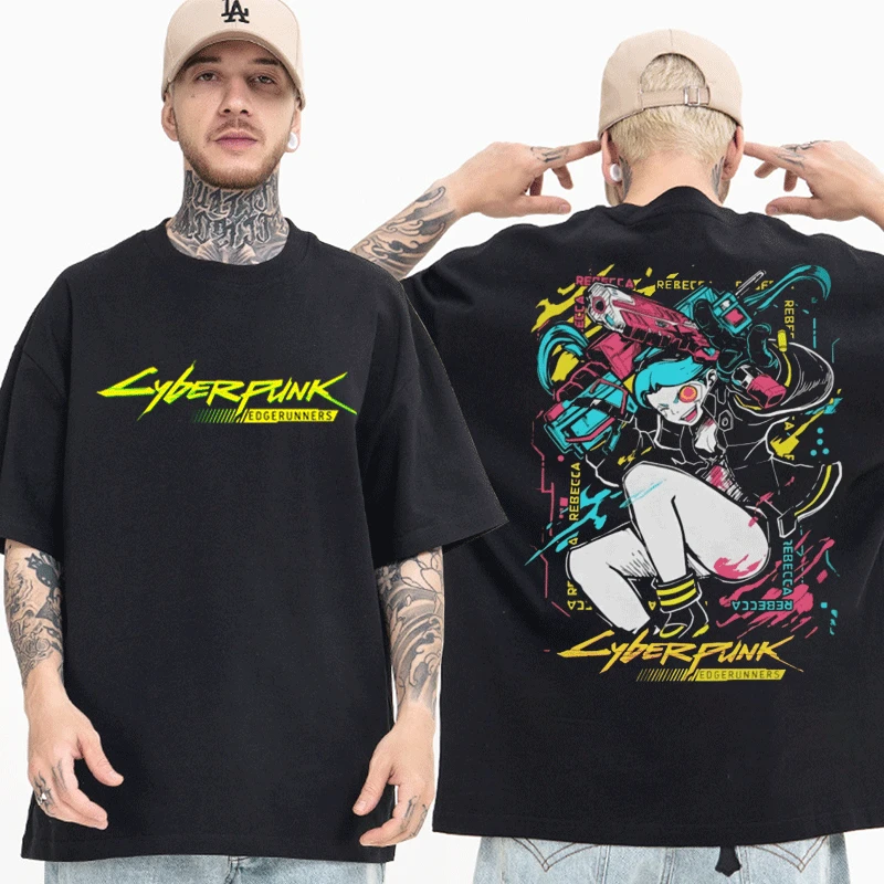 

Cyberpunk Edgerunners T Shirt Rebecca Cyberpunk T-shirt Men Women Pure Cotton Tee Shiert Edge Runners DAVID & LUCY Neon T Shirt