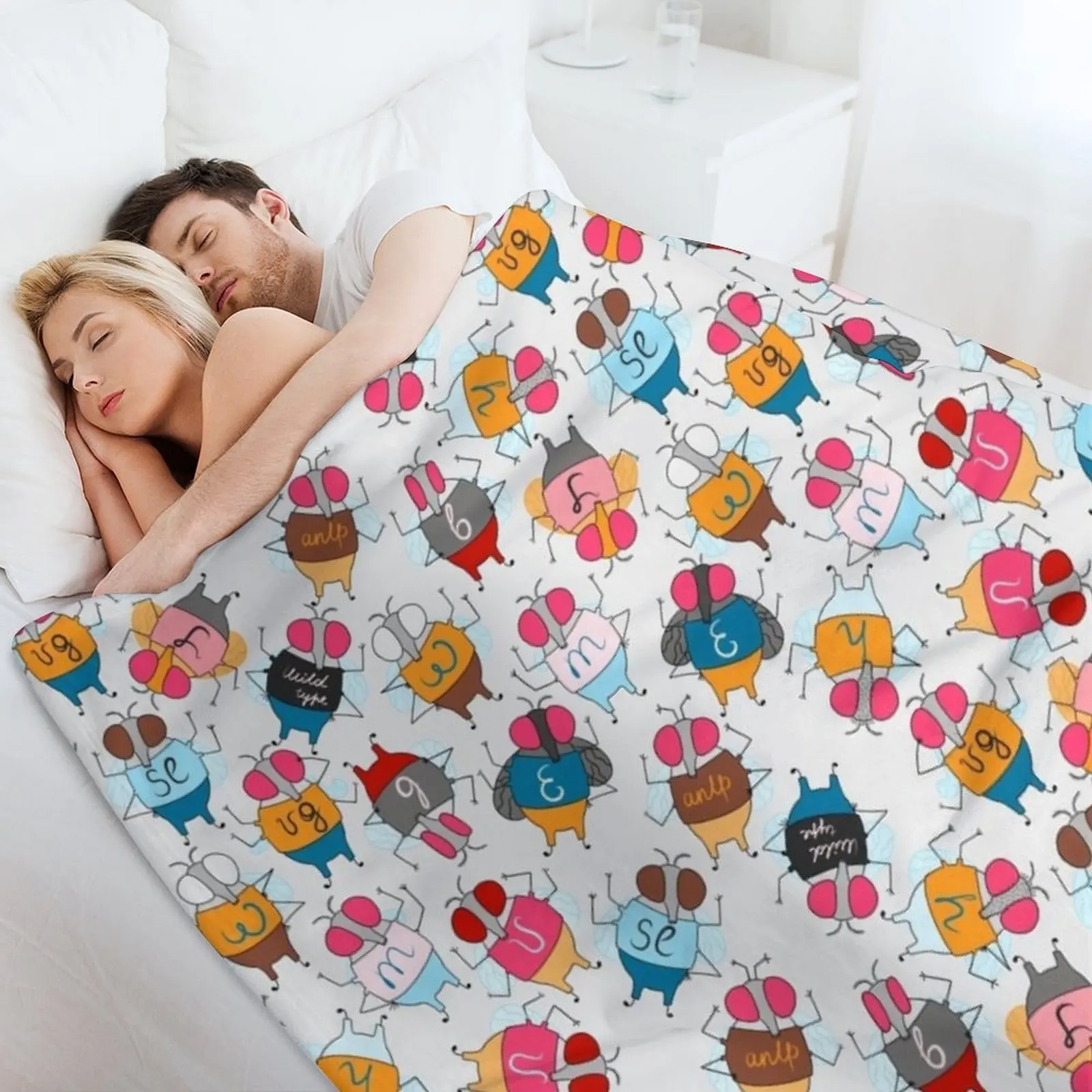 Милое одеяло Drosophila Melanogaster Mutants на светло-сером цвете фланелевое Хэллоуин