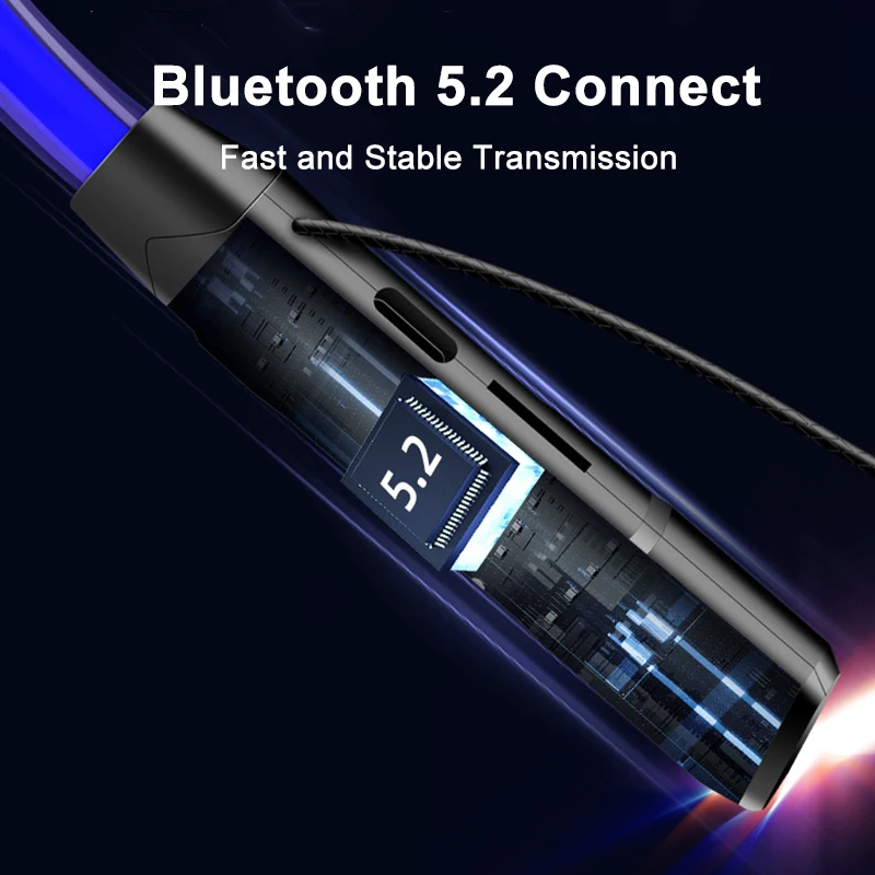 VAORLO RGB Светящиеся спортивные наушники беспроводные Bluetooth 5.2 Поддержка TF карты Play