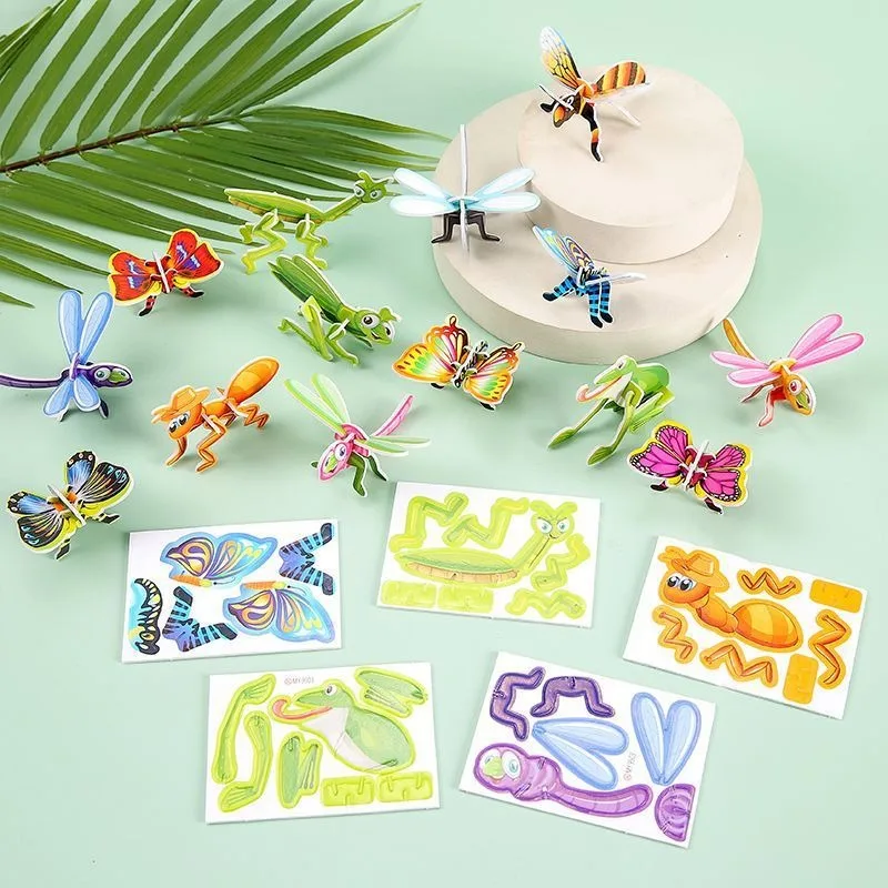 

Высококачественные креативные трехмерные пазлы-насекомые Детские Ранние развивающие игрушки с муравьями бабочкой карточные игры подарки