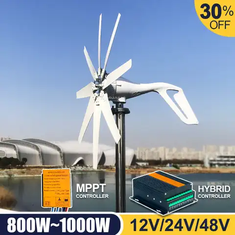 Ветряная Турбина 1000 Вт 2000 Вт 12 В 24 в полный комплект ветряная мельница MPPT/контроллер заряда маленький ветряной генератор для домашнего испо...