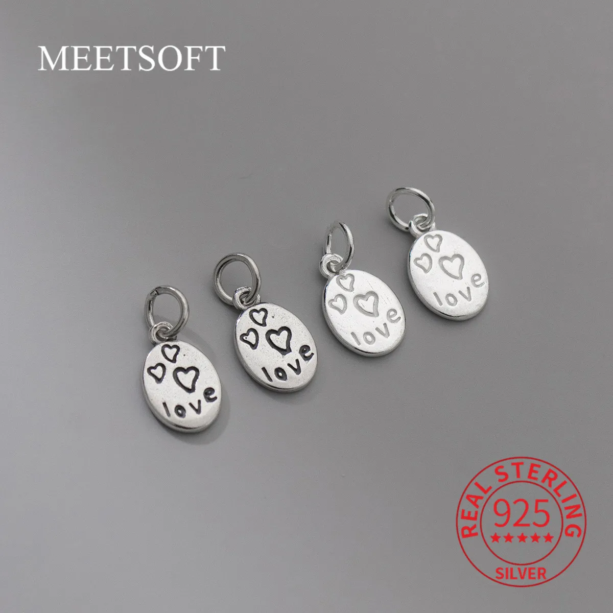 

MEETSOFT, винтажные подвески из стерлингового серебра 925 пробы в форме сердца, круглые подвески «сделай сам», товары ручной работы, ожерелье, бра...