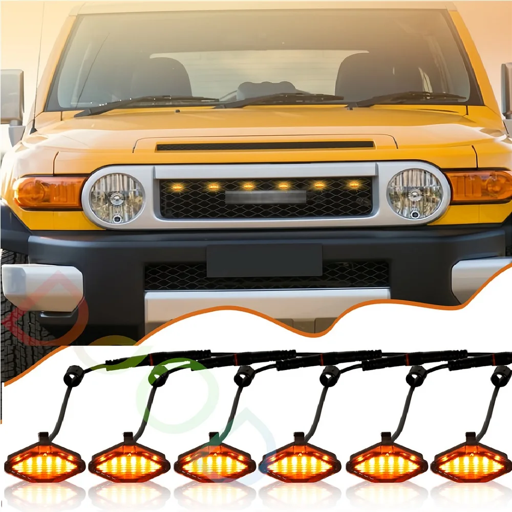 Фото Решетка радиатора с подсветкой для Toyota FJ Cruiser 2007-2022, ABS-пластик, аксессуары для тюнинга №2
