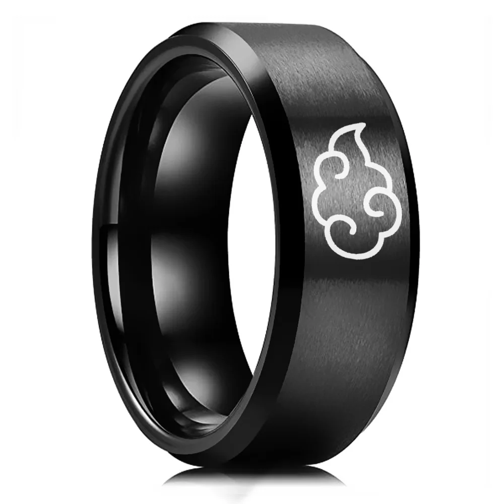 

Mojygt Punk Harajuku Anime Rings Anime Cosplay Cloud Stainless Steel Rings For Men Women Black Matte Ring Couple Cosplay Ring