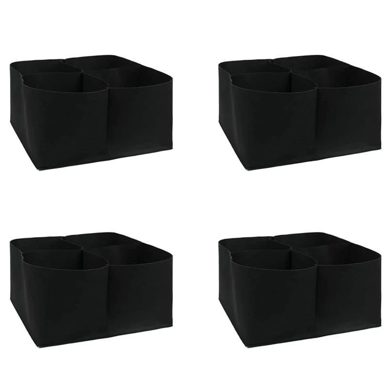 

4 Pack Raised Garden Bed-4 Divided Grids Square Raised Garden Planter Fabric Bag Grow Pot Plant For Outdoor Plants