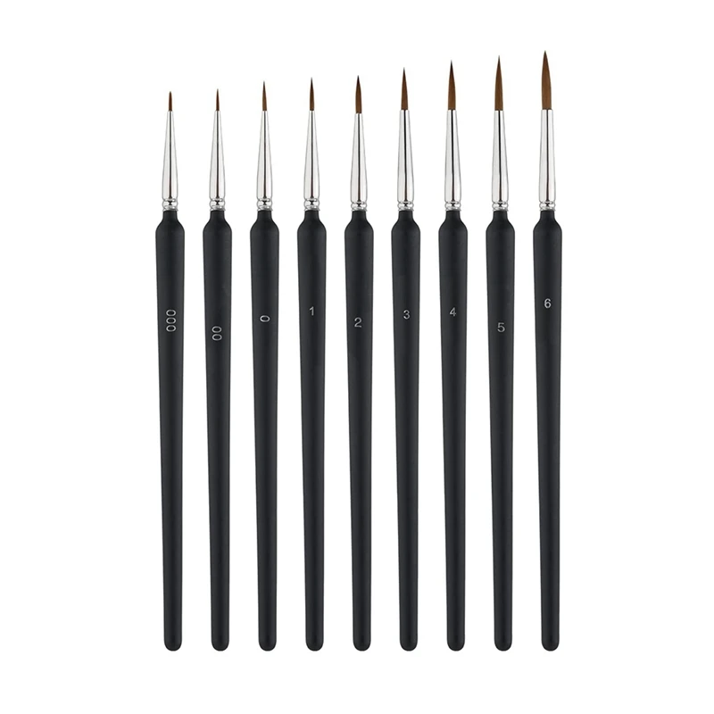 

9Piece Miniature Detail Paint Brushes Small Paint Brush With 9 Sizes For Watercolor Painting Acrylic Drawing