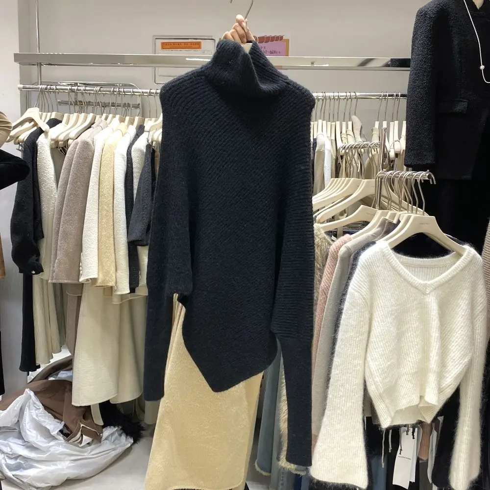 Необычный свитер с высоким воротом женский новый популярный товар нежный