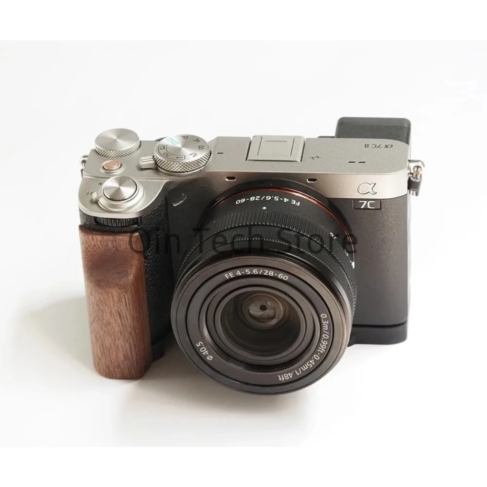 Фото Деревянная L-образная подставка из эбенового ореха для Sony A7C II A7CR, рукоятка-держатель с быстросъемной пластиной Arca Swiss, удлиненный базовый держатель для штатива №4