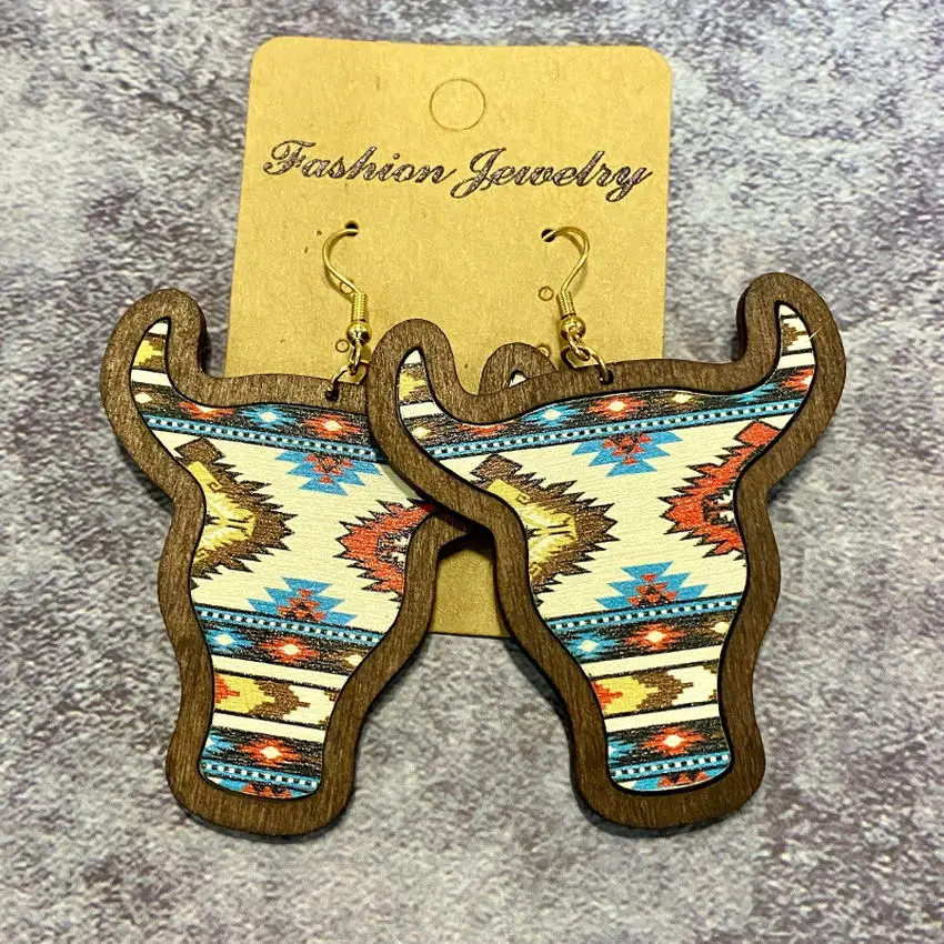 Женские серьги-подвески в западном стиле висячие серьги форме головы коровы с