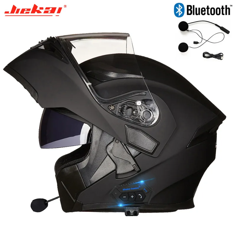 Enlarge JIEKAI Modular Flip Up Bluetooth Full Face Motorcycle Helmet Vintage Retro Four Seasons Motocross Racing Capacete Moto Casco