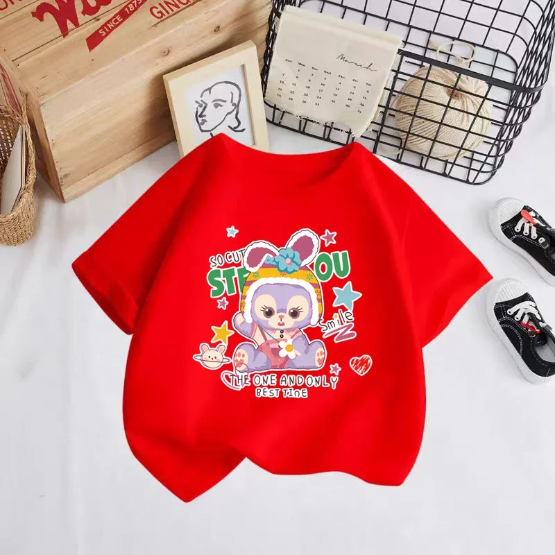 Детская футболка с мультяшным рисунком и кроликом коротким рукавом 2024