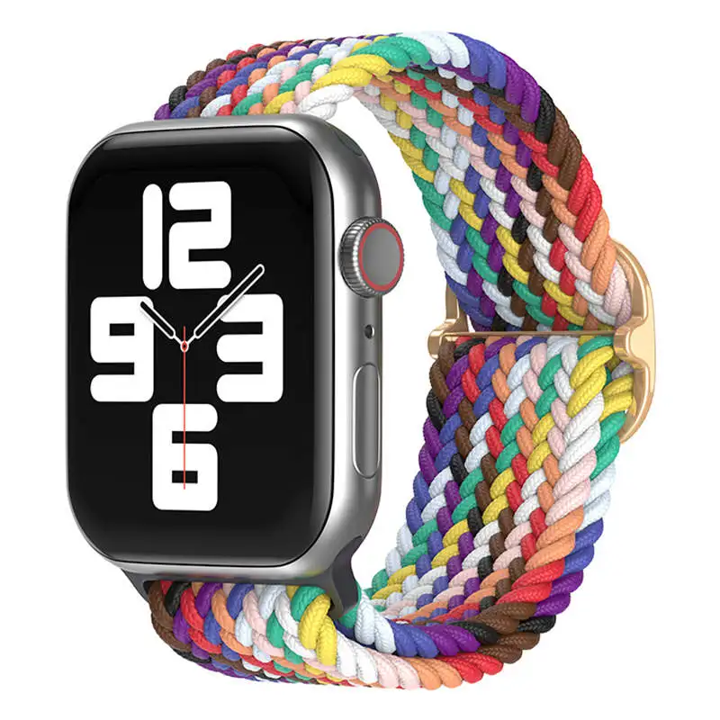 

ремешок для часов 22мм ремешок на apple watch series 7 Ремешок нейлоновый для Apple Watch Band 44 мм 40 мм 45 мм 41 мм 42 мм 38 мм 45 мм, Эластичный Плетеный Браслет-пет...