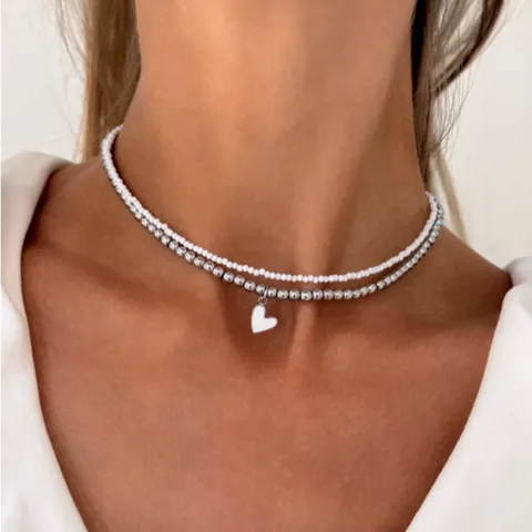 Многослойное сердце ожерелье Y2K для женщин