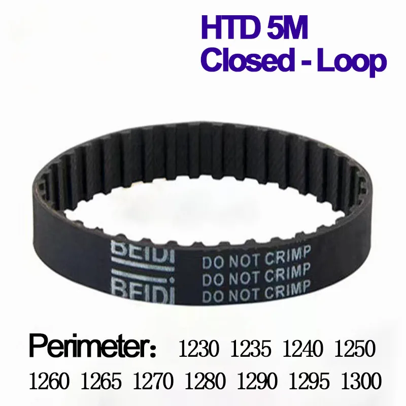 

HTD5M Timing Belt 1230 1235 1240 1250 1260 1265 1270 1280 1290 1295 1300mm Length 10/15/20/25/30mm Width Closed-Loop Rubber Belt