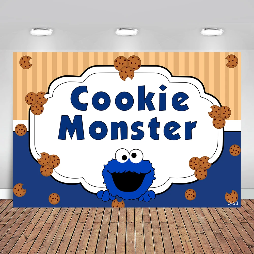 

Cookie Monsters Birthday Backdrop Sesame Street Theme Birthday Party Custom Banner Children Photo Background Decoration Prop