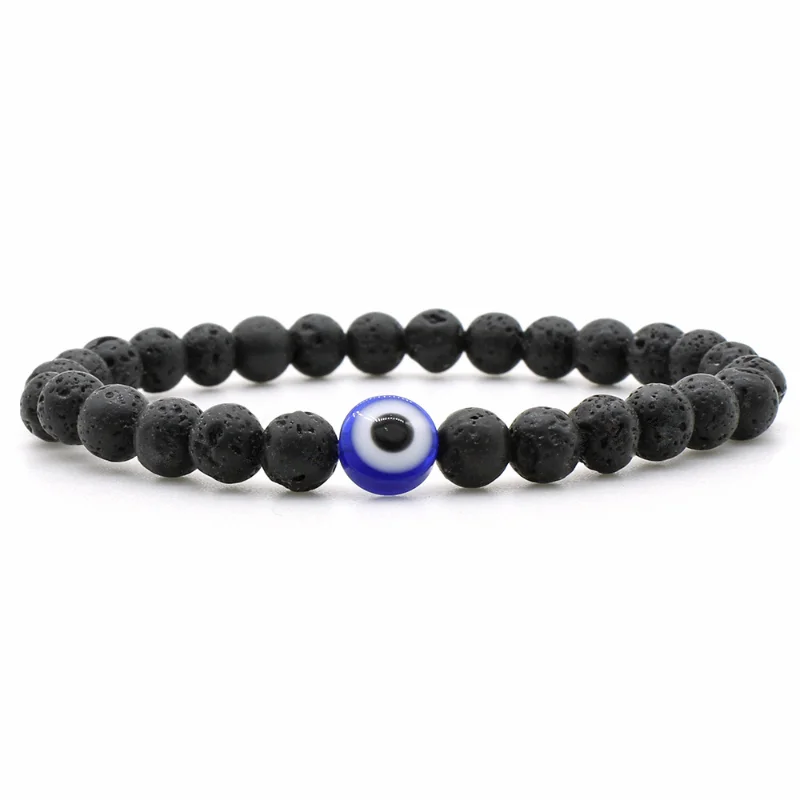 

Fashion Eye of Evil Head Charm Bracelets Men Lava Stone Zircon Prism Bracelets & Bangles for Women New Friendship Jewelry Gift