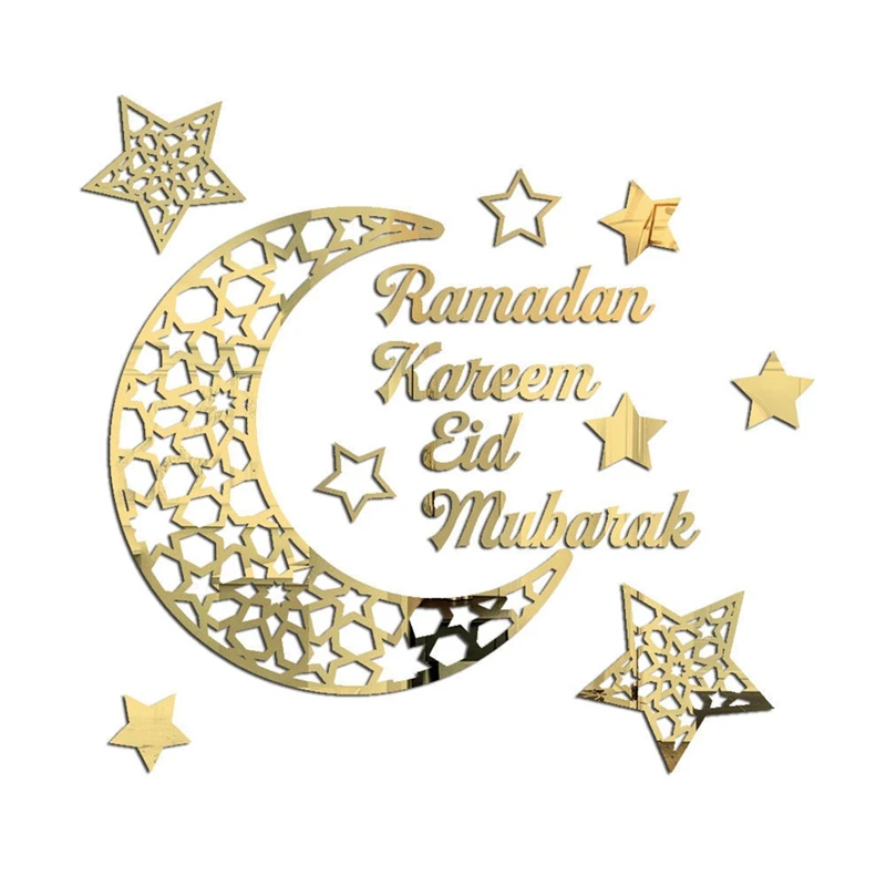 

Ramadan Kareem Stickers Decorations Wall Eid Mubarak For Home Moon And Star Decal Islamic Mirror Decor Sign Muslim