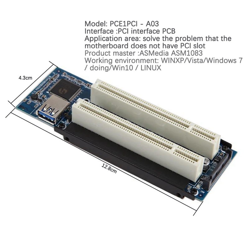 Pci-E Express X1 на двойной Pci Райзер расширенная Адаптерная карта с кабелем 1 м USB3.0 для