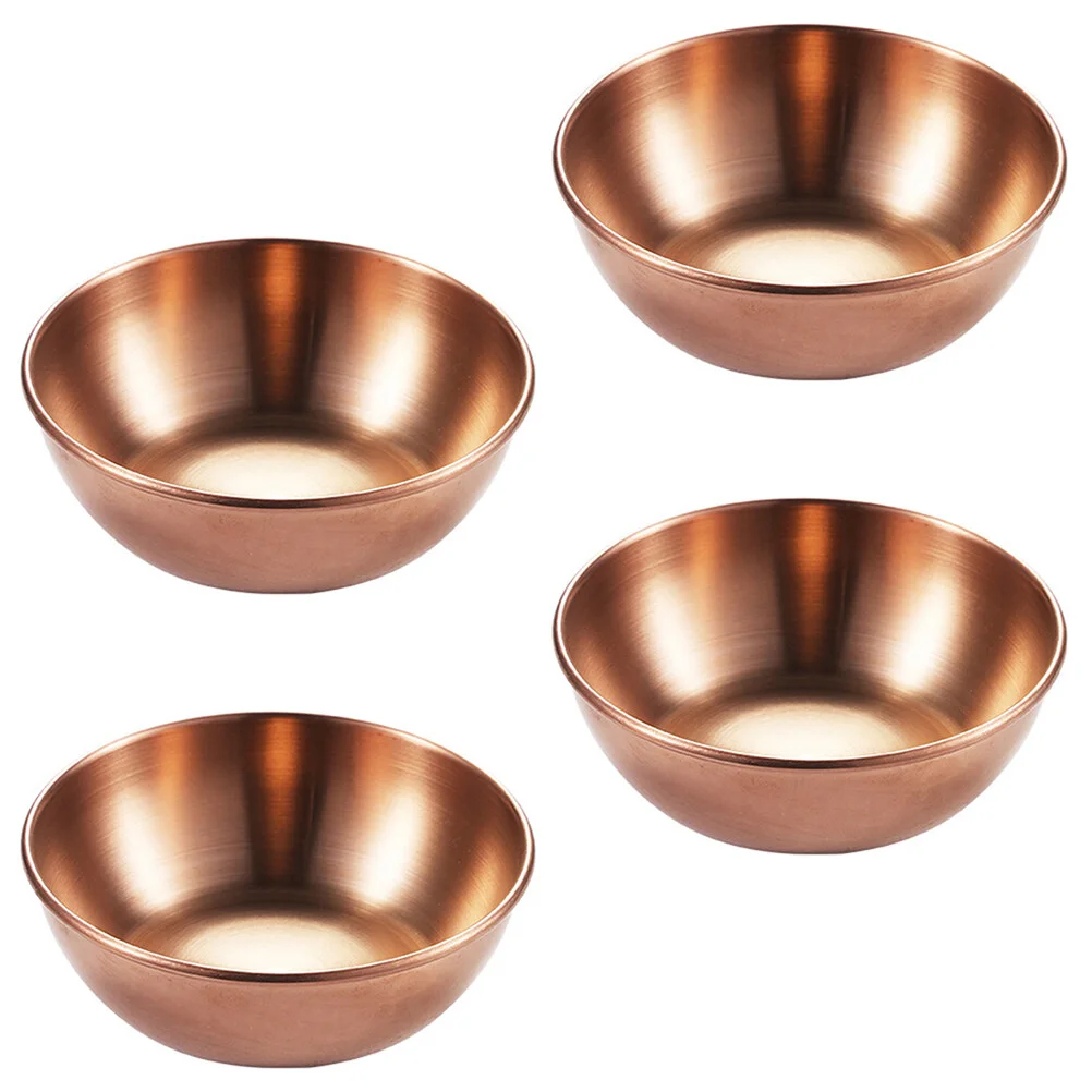 

4 Pcs Snack Stainless Sushi Dipping Sauceres Plate Spice Bandejas Para Comida Sauce Stainless Sushi Dipping Saucereses