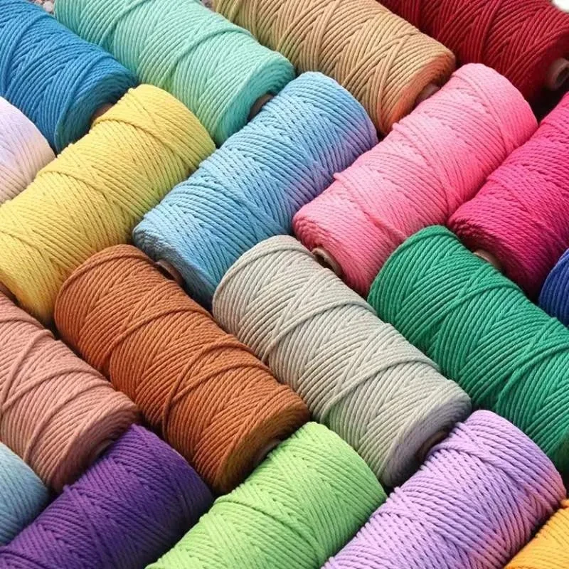 

3/4mm 200M DIY Cotton Cords Colorful Twine Boho Decor Rope Twisted-Cord Macrame Cord Handmade Textile Wedding Decorative Supply