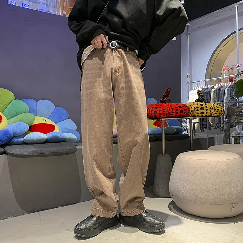 5 Colors Baggy Jeans Men Fashion Casual Wide Leg Jeans Men Streetwear Hip Hop Loose Straight Denim Pants Mens Trousers M-3XL