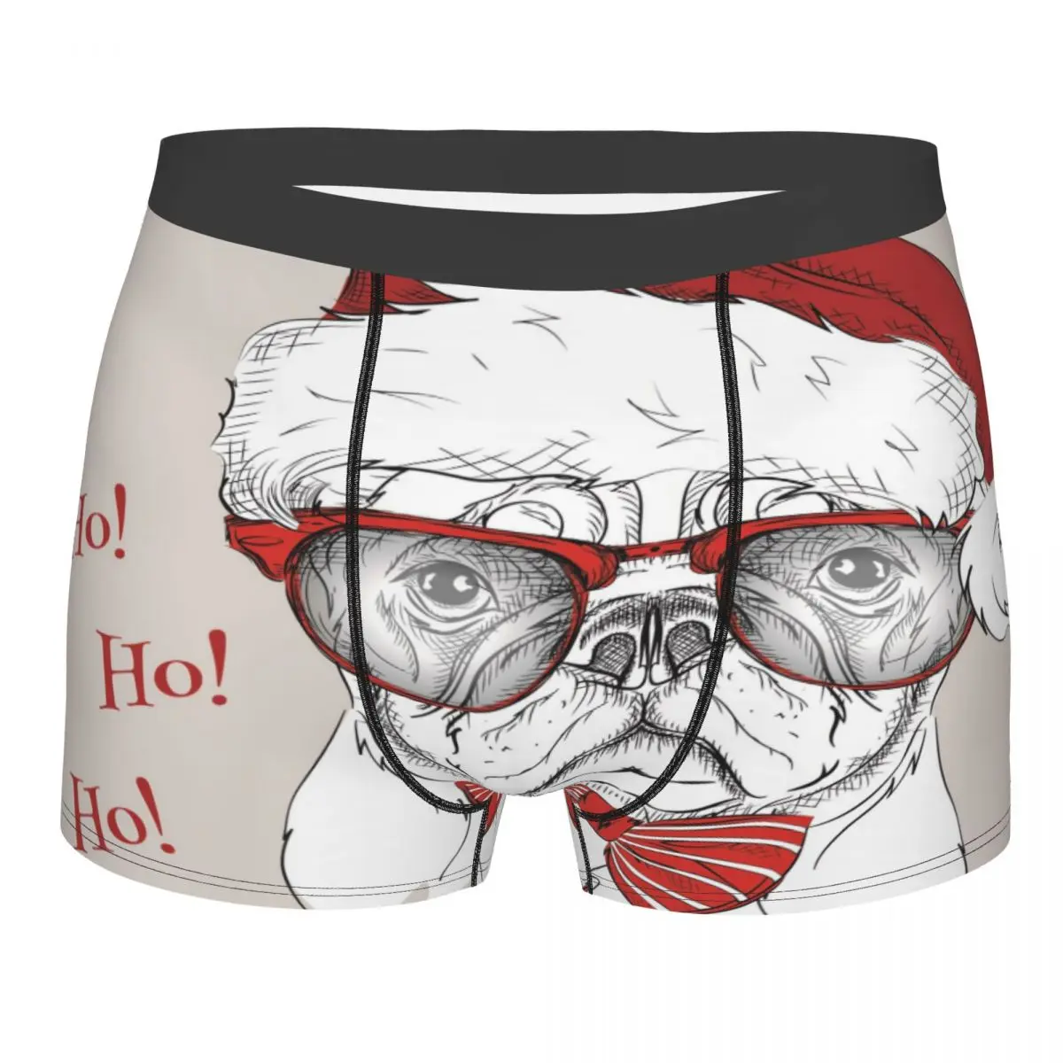 

Men's Underwear Underpants Christmas Poster With Dog In Santa's Hat Men Boxer Shorts Elastic Male Panties