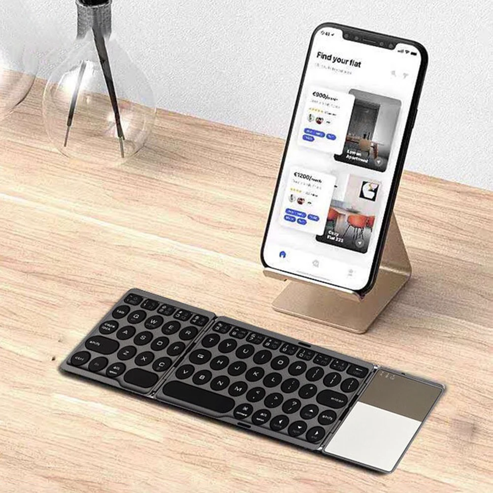 

Bluetooth-совместимая Складная беспроводная клавиатура, круглая клавиатура, складная клавиатура, 64 клавиши, портативная беспроводная клавиату...