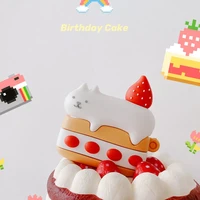 for airpods 1 2 3 3d cute cat funny strawberry birthday cake case for airpods pro wireless earphone headphone cover charging box