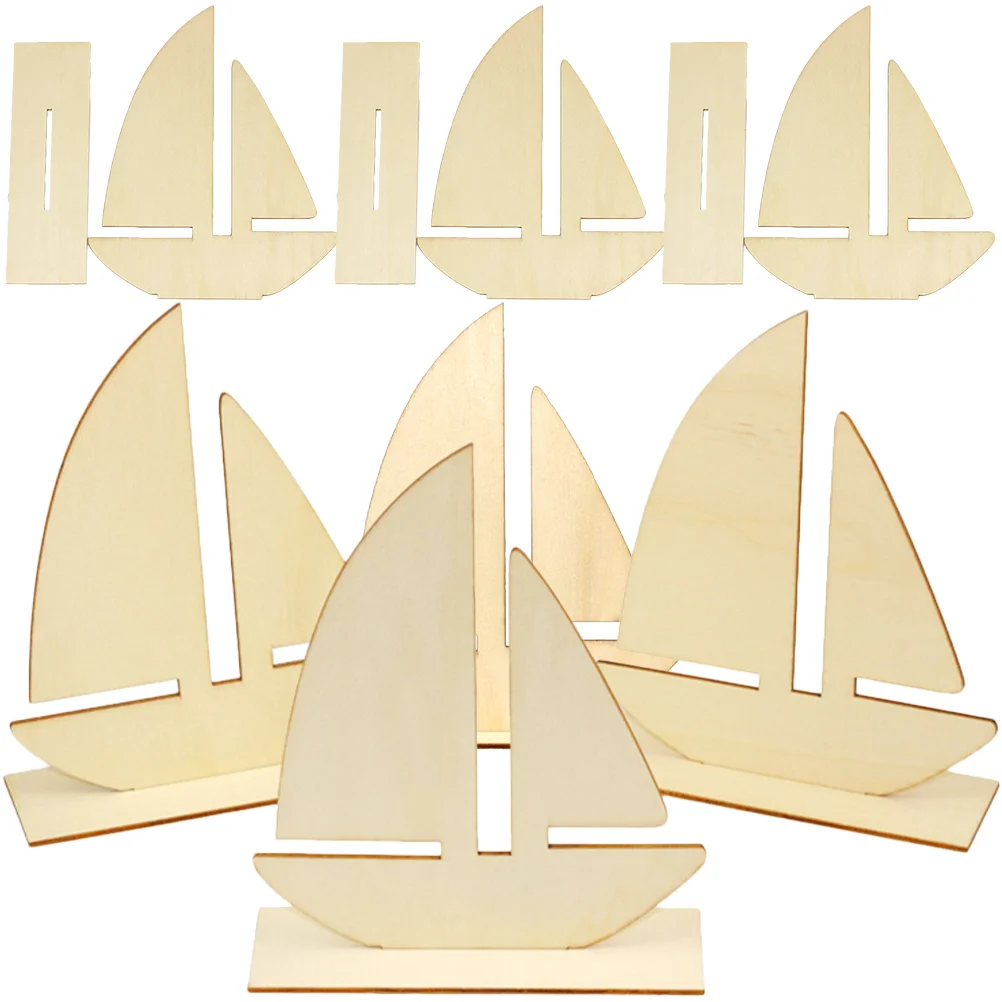 

10 Pcs DIY White Embryo Sailboat Craft Supplies Kids Painting Wood Decor Wooden Home Projects Cutouts Child Miniature Toys