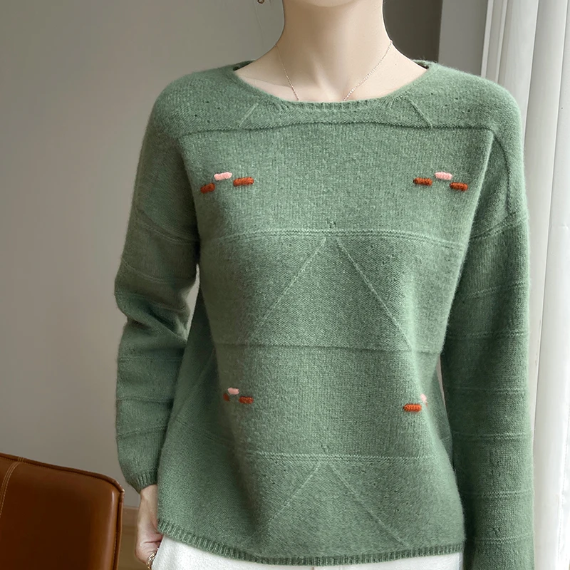 Европейский и американский тренд женский пуловер с длинными рукавами однотонный