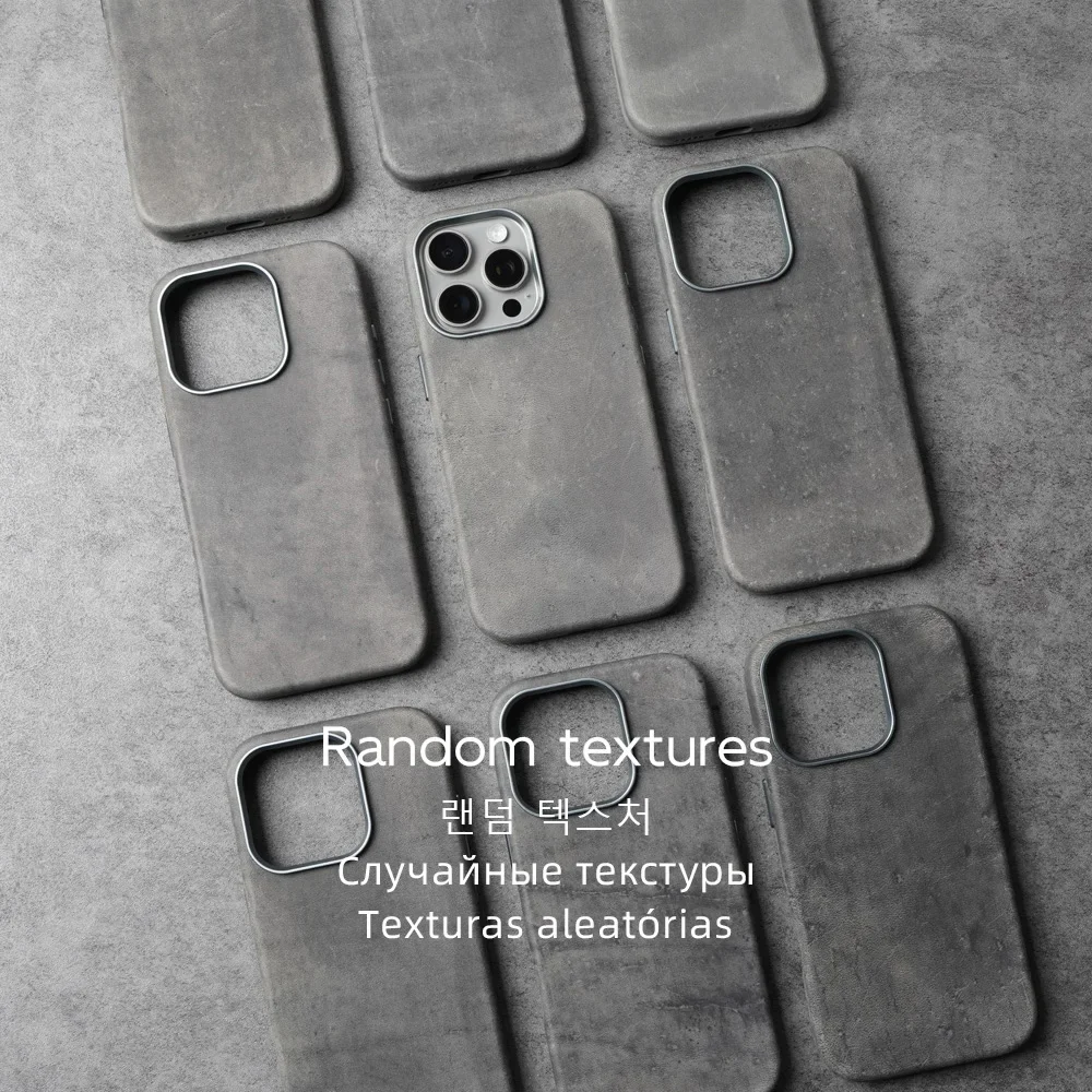 Фото Чехол YMW Scars Crazy Horse из натуральной кожи для iPhone 16 Pro Max 15 14 13, мини-магнитный чехол из искусственной кожи с морозовой воловьей кожей №2