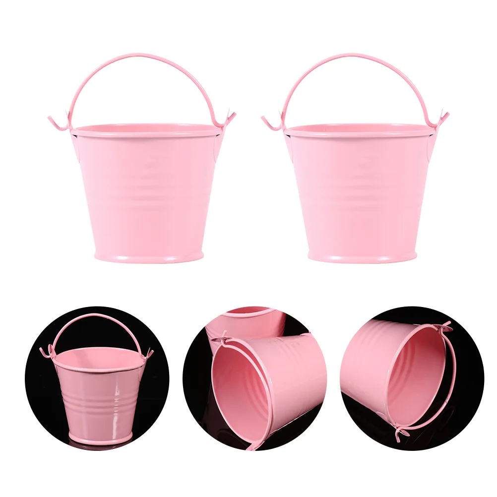 

4 Pcs Mini Bucket White Planters Outdoor Creative Flower Pot Simple Iron Keg Craft Compact Child Photo Prop Container