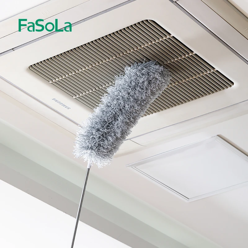 FaSoLa Home Clean PP Feather Telescopic Duster Car Microfiber Duster Cleaning Fan Duster with Extendable Pole Bendable Head