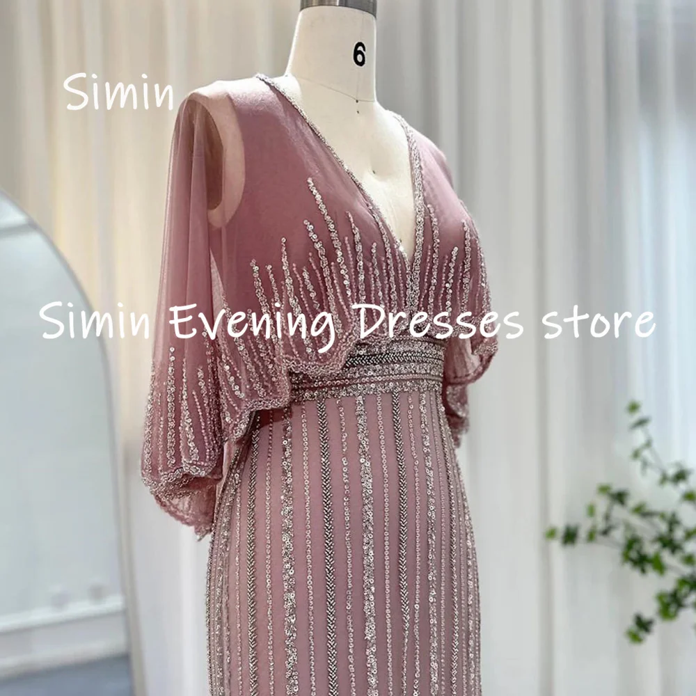 

Шифоновое платье-трапеция Simin с V-образным вырезом и оборками, популярное официальное платье для выпускного вечера, элегантное вечернее платье до пола для женщин 2023