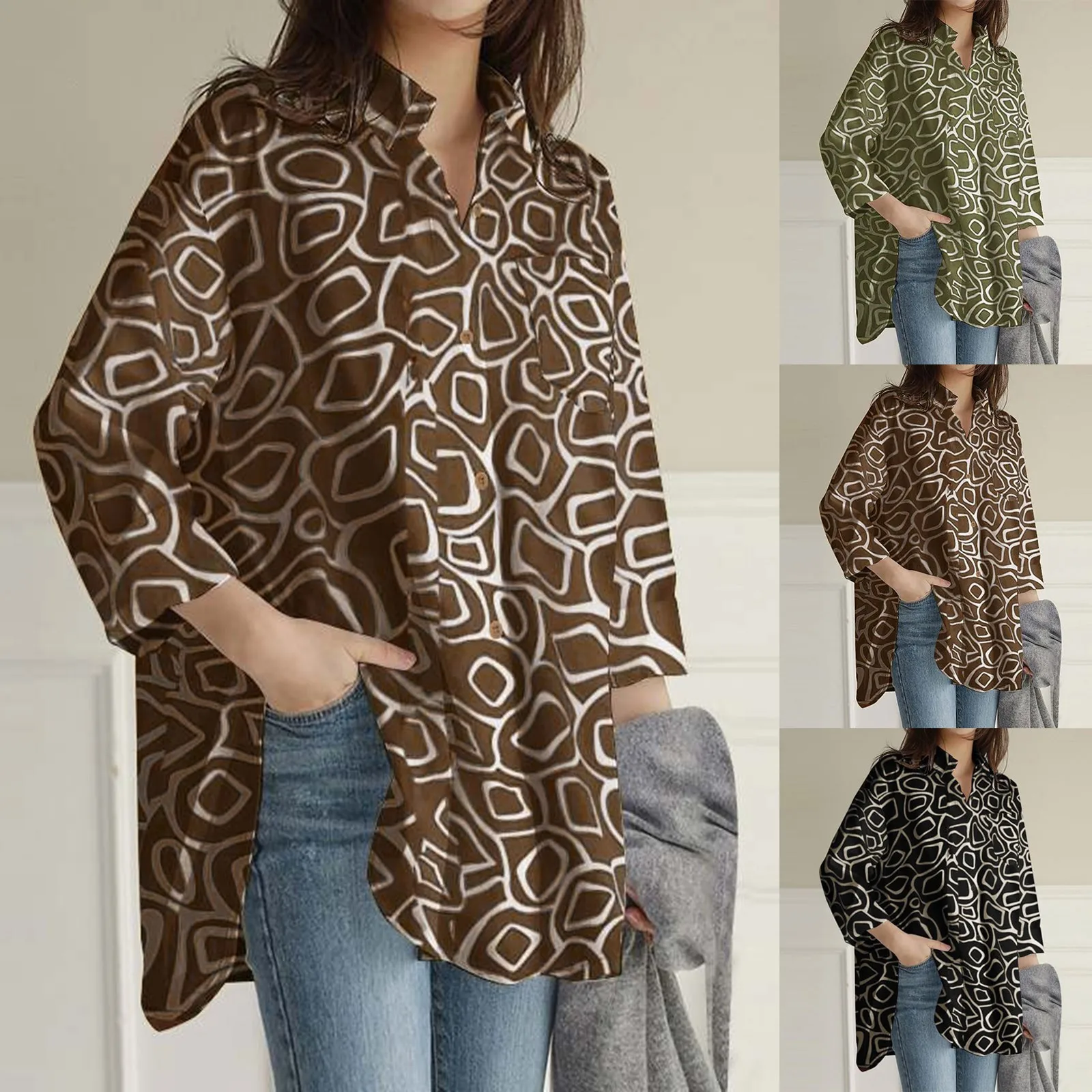 

Женский топ с отложным воротником и длинным рукавом, топ с V-образным вырезом, туника с длинным рукавом, супермягкая рубашка