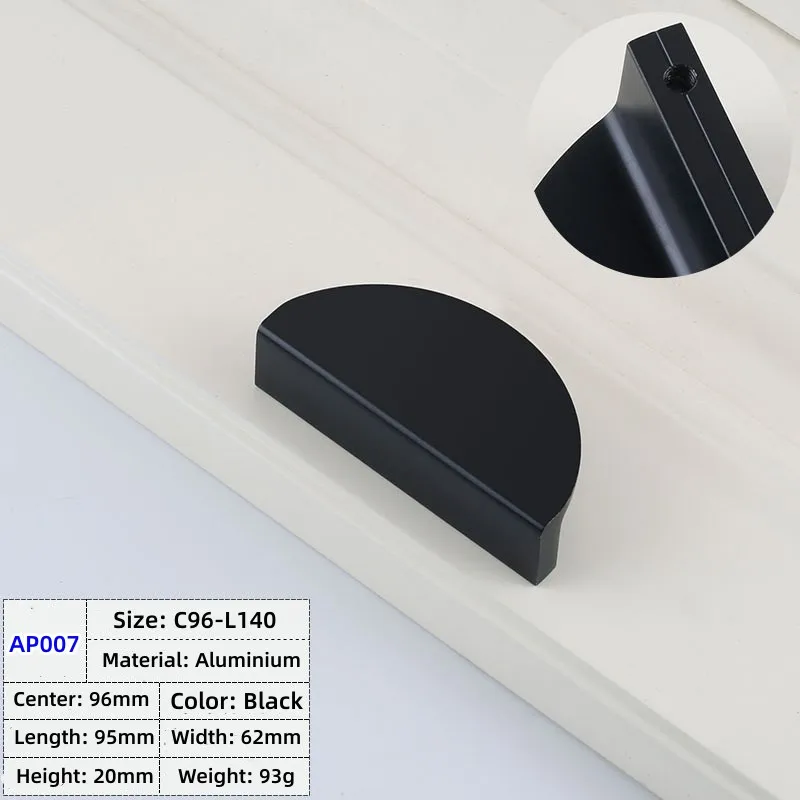 

Черные полукруглые ручки для шкафов из алюминия