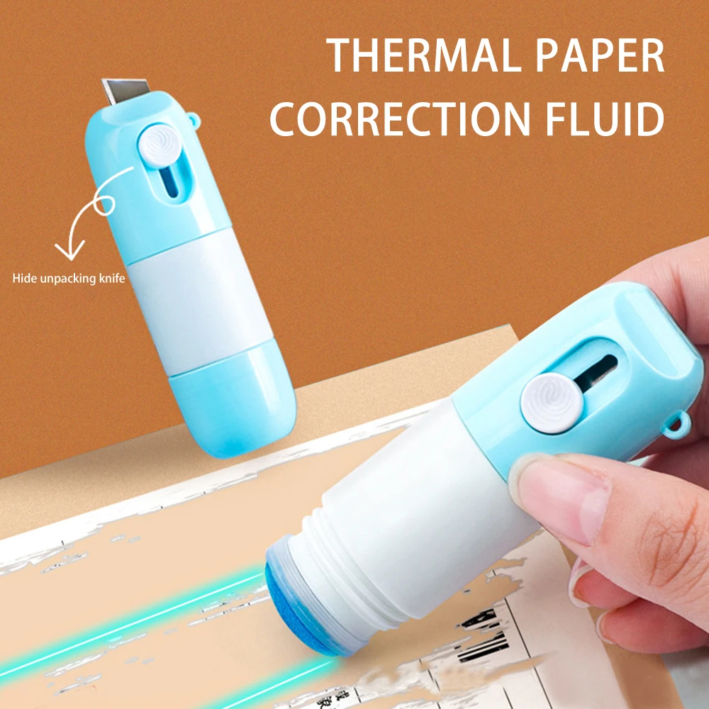 

Thermal Paper Corrector with Utility Knife Portable Important Privacy Data Protection Correction Fluid Paper Cutting Multi Tools