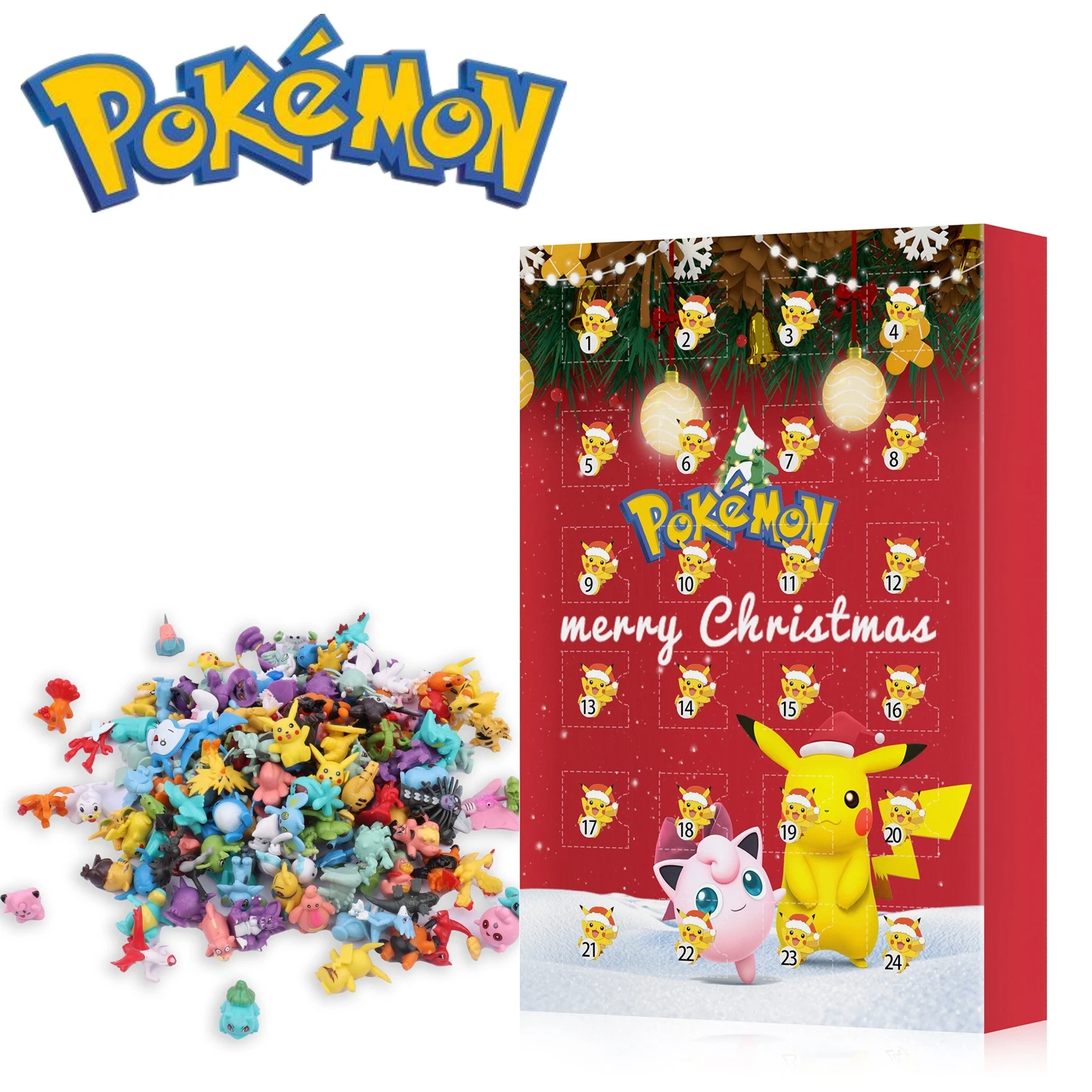 

2022 год, Рождество, Покемон, календарь, сюрприз, глухая коробка, 24 шт., кавайные фигурки Пикачу из аниме, игрушки, рождественские подарки для де...
