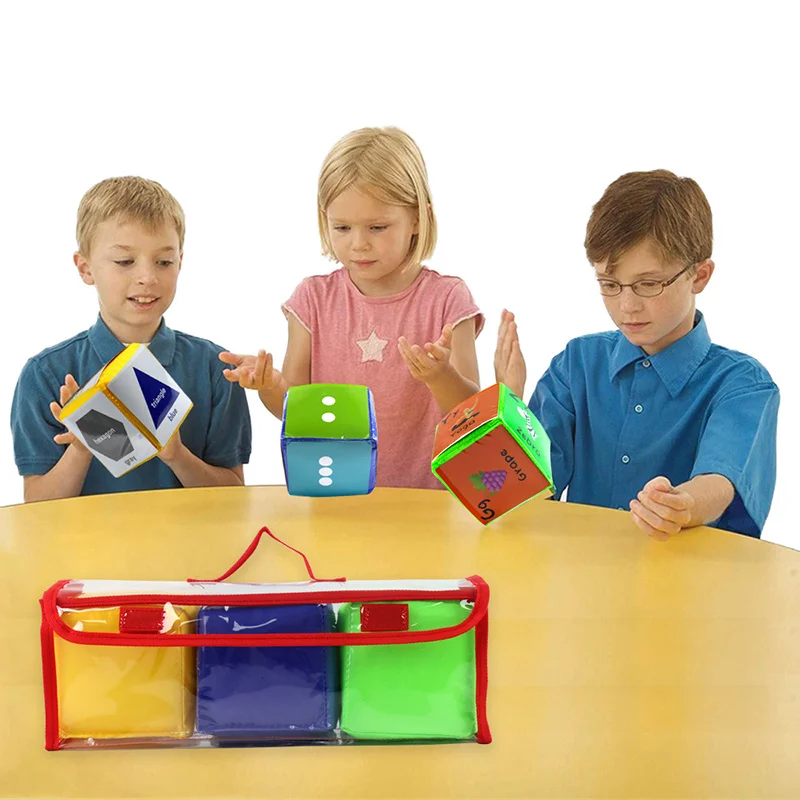 

New Hot DIY Education Dice PVC Pocket Squares Cube Parent-Child Interaction Photo Pocket Foam Stacking Blocks Kid Teaching Aid
