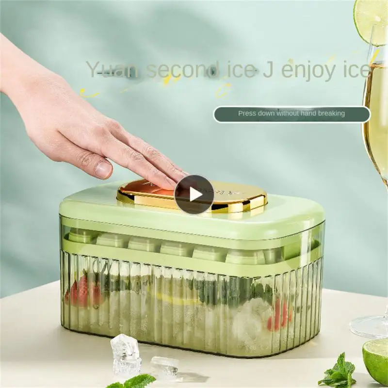 

Food Grade Silicone Ice Blocks Make Storage Mold Large Capacity One Key Press Type Ice Storage Box Set Easily Demoulding
