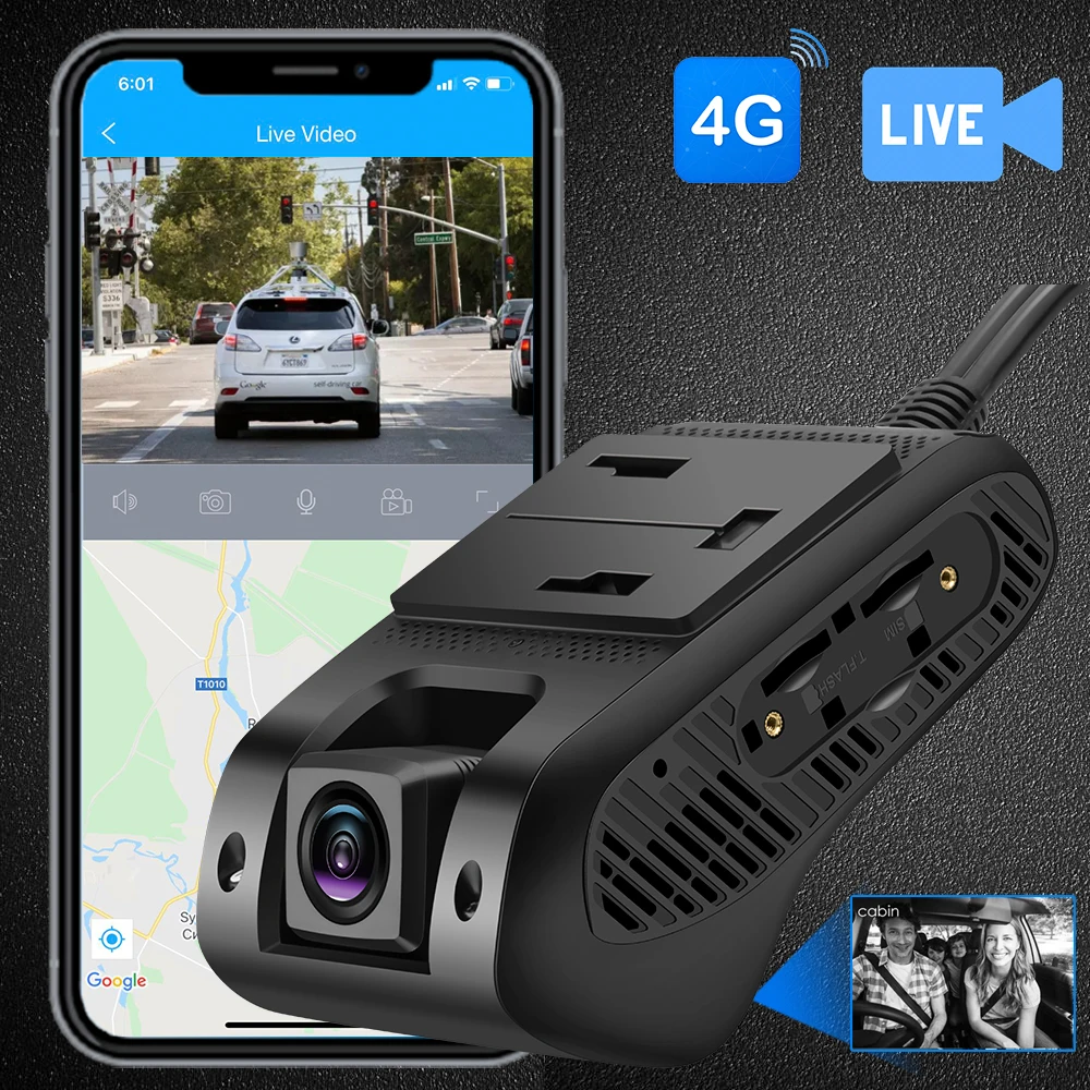 4G GPS DashCam Car DVR JIMIMAX JC400P Wifi Hotspot Vehice Cam 2 Live Stream Video Cut-Off Fuel 1080P Recorder Front & Inside APP images - 6