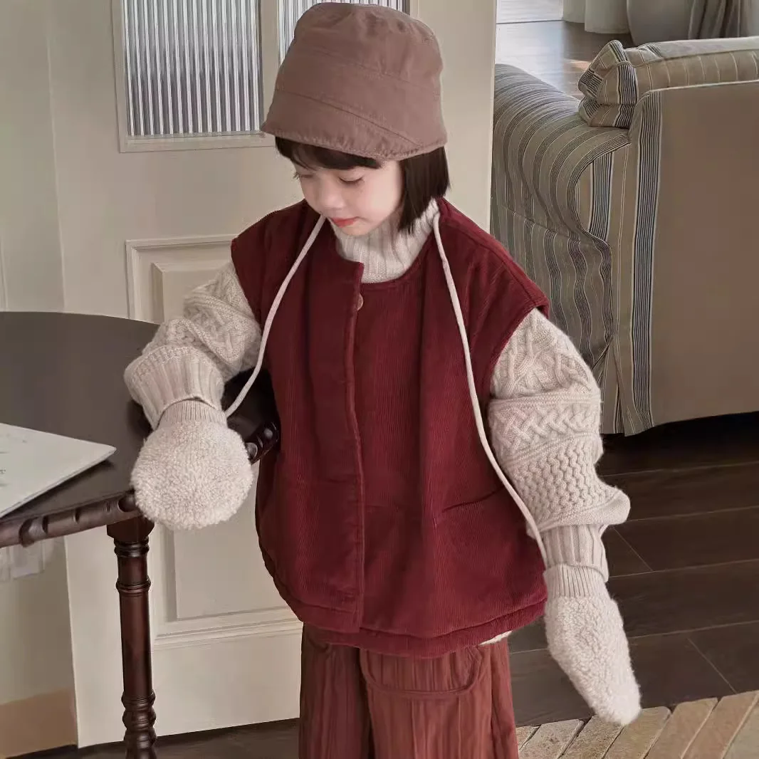 Корейская детская одежда жилет для девочек новинка осени и зимы 2024 детский