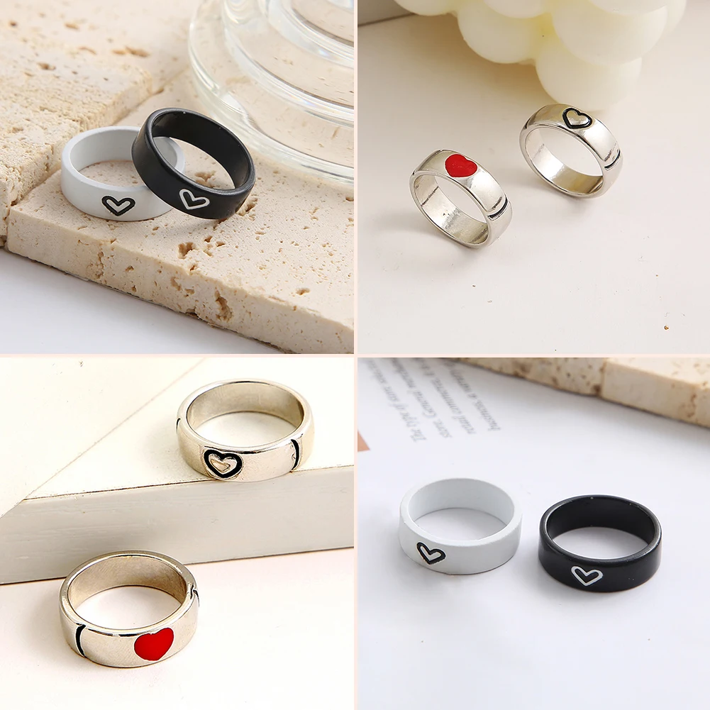 

Fashion Heart Rings Set Love Rings For Couples Lovers Men Women Girls Valentine's Day Party Gift For Girfriend Wedding Rings