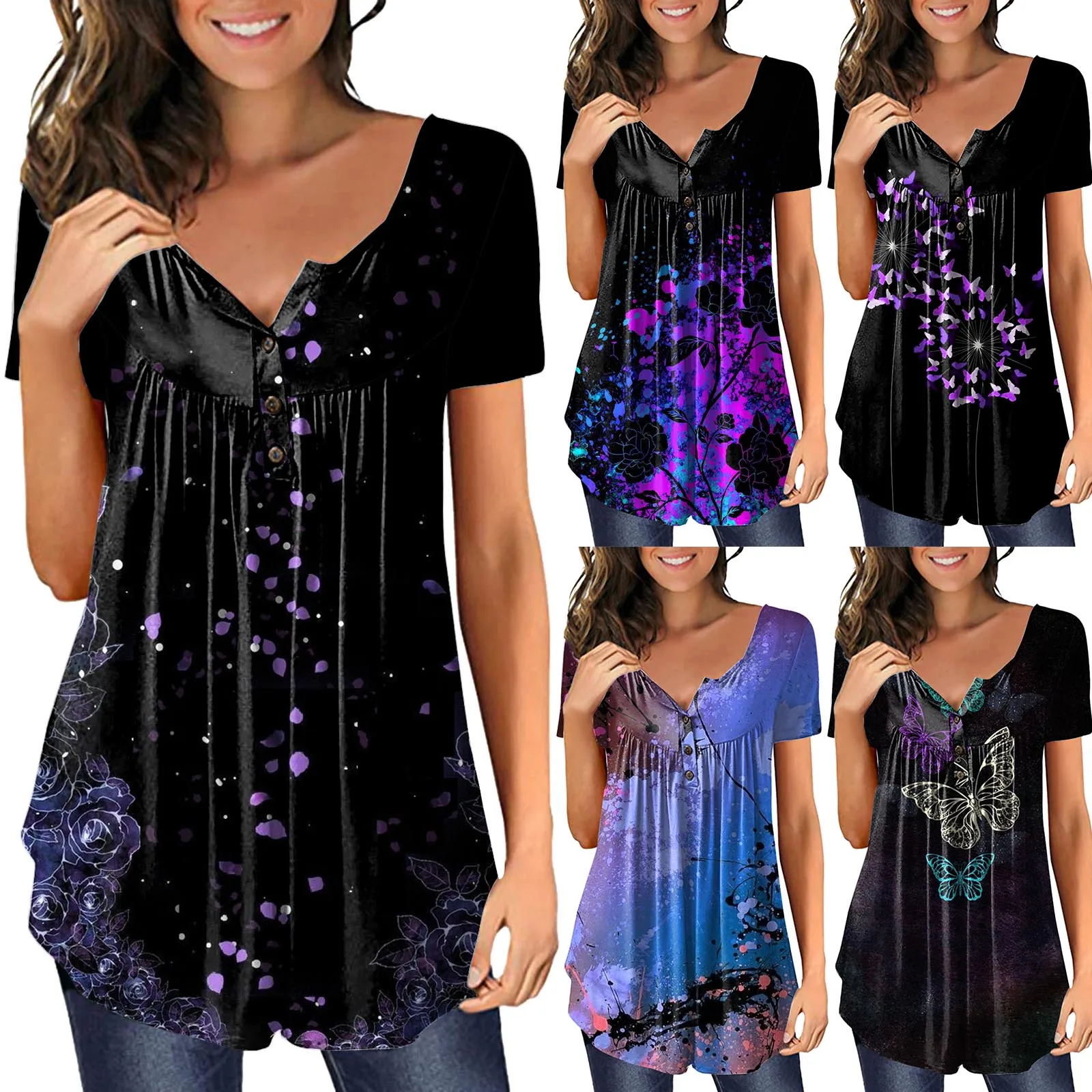 

Женские топы, скрыть живот, туника, футболки с коротким рукавом, лето 2023, Хэнли, Милая футболка, выгорание, футболки, Женская Однотонная рубаш...