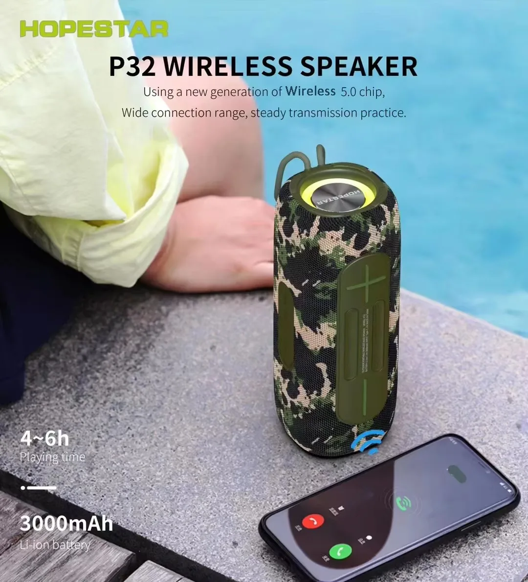HOPESTAR P32 20 Вт высокая мощность бумбокс динамики портативный Bluetooth супер сабвуфер