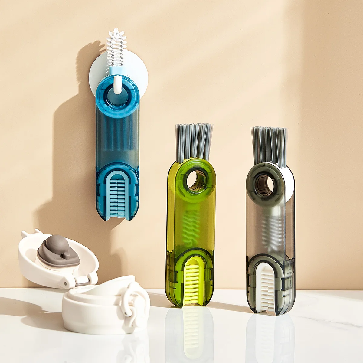 

3 In 1 Tiny Bottle Cup Lid Detail Brush Straw Cleaner Tools Multi-functional Crevice Cleaning Brush Water Bottles Clean Tool