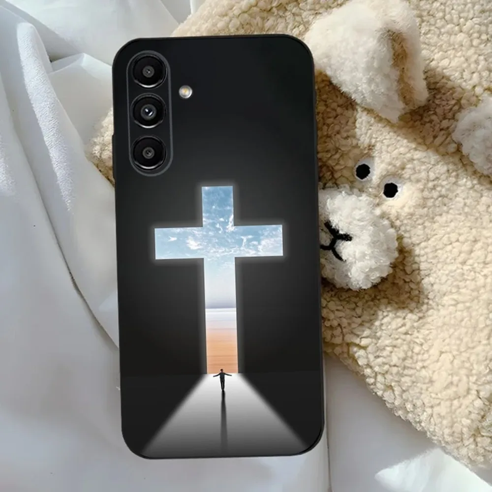Чехол для телефона с дизайном Christian Cross Samsung S24 23 22 30 21 10 9 Ultra Plus Lite FE 5G черный мягкий