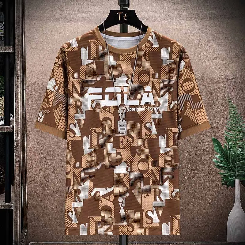 Men's Summer Ice Silk Short Sleeve Shorts Casual Suit Fashion Handsome Suit Thin Style Printed Loose Two-Piece Set