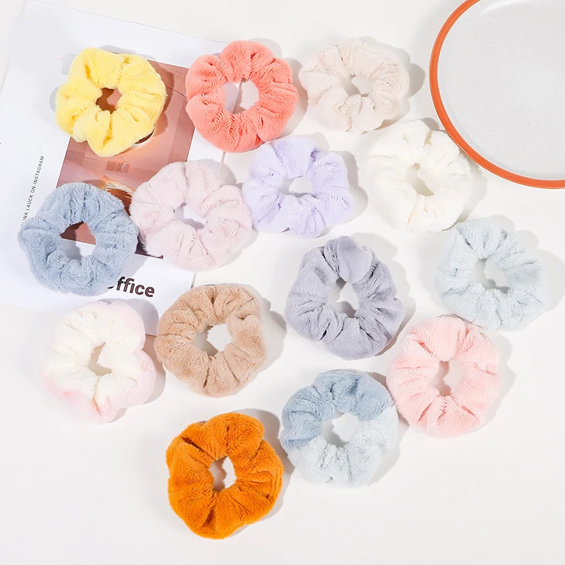 

Faux Rabbit Fur Hair Rope Winter Plush Hair Scrunchies Furry Elastic soft Elegant Hair band for girls Hair Accessories