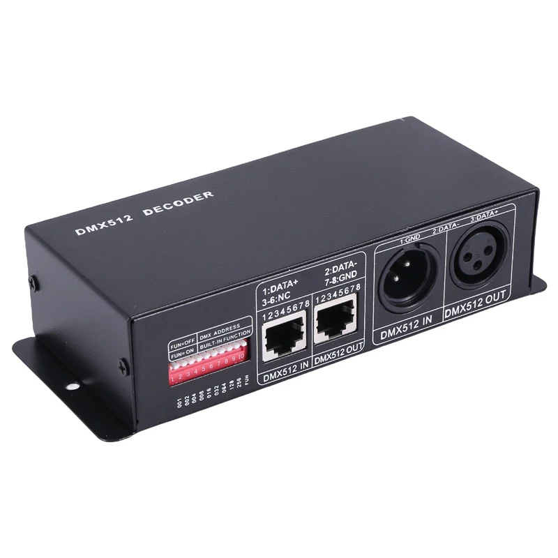 Фото ABUP-3X DMX 512 4CH X 8A Декодер Светодиодный контроллер 4-канальный драйвер Светодиодная лента RGBW DC 12 В-24 В №1